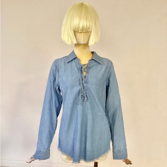 Nili Lotan Light Blue Denim/ Chambray Long Sleeves Small - Picture 3 of 10